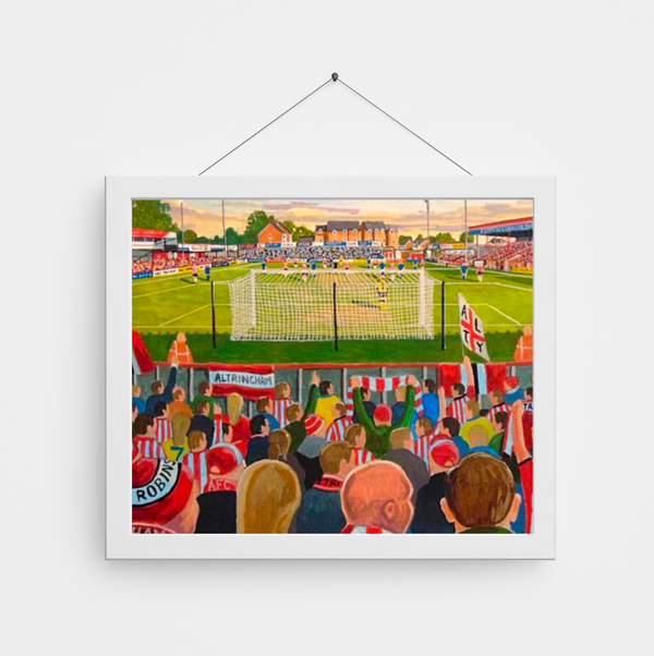 Moss Lane on Match Day - A3 Framed Painting Print